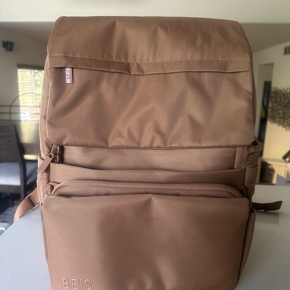 BEIS the ultimate diaper bag in camel